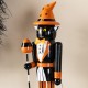 Glitzhome 18.50"H Halloween Wood Black Cat Nutcracker w/Pumpkin Ornament