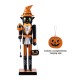 Glitzhome 18.50"H Halloween Wood Black Cat Nutcracker w/Pumpkin Ornament