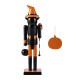 Glitzhome 18.50"H Halloween Wood Black Cat Nutcracker w/Pumpkin Ornament
