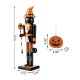Glitzhome 18.50"H Halloween Wood Black Cat Nutcracker w/Pumpkin Ornament