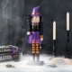 Glitzhome 18.50"H Halloween Wood Witch Nutcracker w/Witch Cat Ornament