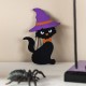 Glitzhome 18.50"H Halloween Wood Witch Nutcracker w/Witch Cat Ornament