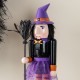 Glitzhome 18.50"H Halloween Wood Witch Nutcracker w/Witch Cat Ornament