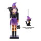 Glitzhome 18.50"H Halloween Wood Witch Nutcracker w/Witch Cat Ornament