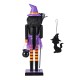 Glitzhome 18.50"H Halloween Wood Witch Nutcracker w/Witch Cat Ornament