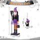 Glitzhome 18.50"H Halloween Wood Witch Nutcracker w/Witch Cat Ornament