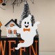 Glitzhome 18.50"H Halloween Wood Pumpkin Nutcracker w/Ghost Ornament
