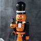 Glitzhome 18.50"H Halloween Wood Pumpkin Nutcracker w/Ghost Ornament