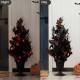 Glitzhome 36"H Halloween Lighted Black Rose with Orange Glitter Urn Porch Tree, with timer