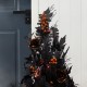 Glitzhome 36"H Halloween Lighted Black Rose with Orange Glitter Urn Porch Tree, with timer