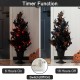 Glitzhome 36"H Halloween Lighted Black Rose with Orange Glitter Urn Porch Tree, with timer