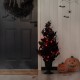 Glitzhome 36"H Halloween Lighted Black Rose with Orange Glitter Urn Porch Tree, with timer
