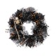Glitzhome 24"D Halloween  Black Rose, Skeleton and Berry Wreath Includes a Complimentary Black Metal Wreath Hanger