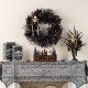 Glitzhome 24"D Halloween  Black Rose, Skeleton and Berry Wreath Includes a Complimentary Black Metal Wreath Hanger