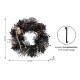 Glitzhome 24"D Halloween  Black Rose, Skeleton and Berry Wreath Includes a Complimentary Black Metal Wreath Hanger