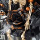Glitzhome 22"H Halloween Black Rose, Skeleton and Berry Urn Table Tree