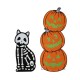 Glitzhome S/2 24"H & 36"H Halloween Wood Skeleton Cat and Stacked Pumpkin Porch Decor