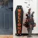 Glitzhome 38"H & 42"H Halloween Wood Mummy and Welcome Coffin Porch Decor, Two Function (S/2 or One Piece)