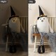 Glitzhome 65.25"H Halloween Oversized Lighted Fabric Ghost Sitter Porch Decor, with Timer