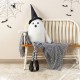 Glitzhome 65.25"H Halloween Oversized Lighted Fabric Ghost Sitter Porch Decor, with Timer