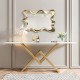 Glitzhome 34.25"H Modern Gold Foil Metal Frame Wavy Wall Mirror