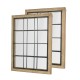Glitzhome Set of 2 Farmhouse Wooden/Metal Windowpane Wall Mirror