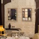 Glitzhome Set of 2 Farmhouse Wooden/Metal Windowpane Wall Mirror