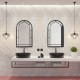 Glitzhome Set of 2 Oversized Black Metal/Glass Arched Wall Mirror