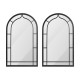 Glitzhome Set of 2 Oversized Black Metal/Glass Arched Wall Mirror