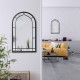 Glitzhome Set of 2 Oversized Black Metal/Glass Arched Wall Mirror