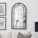 Glitzhome Set of 2 Oversized Black Metal/Glass Arched Wall Mirror