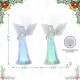Glitzhome S/2 10.75"H Christmas Lighted Acrylic Color Changing Tabletop Angel Figurine
