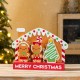Glitzhome Set of 4 Wooden Christmas Gingerbread House Table Decor