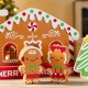 Glitzhome Set of 4 Wooden Christmas Gingerbread House Table Decor