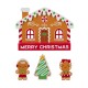 Glitzhome Set of 4 Wooden Christmas Gingerbread House Table Decor