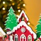 Glitzhome 20"L Lighted Wooden Christmas Villages Table Decor