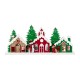 Glitzhome 20"L Lighted Wooden Christmas Villages Table Decor