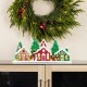 Glitzhome 20"L Lighted Wooden Christmas Villages Table Decor