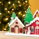 Glitzhome 20"L Lighted Wooden Christmas Villages Table Decor