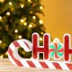 Glitzhome 19"L Christmas Wooden Epoxy HOHOHO Candy Cane Table Decor