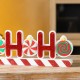 Glitzhome 19"L Christmas Wooden Epoxy HOHOHO Candy Cane Table Decor