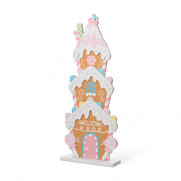 Glitzhome 35.25”H Wooden Christmas Gingerbread House Porch Decor (KD)