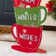 Glitzhome 34.50"H Wooden Christmas Gingerbread Man on Coffee Cup Porch Decor (KD)