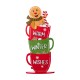 Glitzhome 34.50"H Wooden Christmas Gingerbread Man on Coffee Cup Porch Decor (KD)