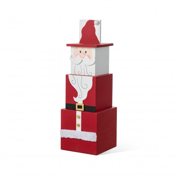 Glitzhome 24.5"H Christmas Wood Santa and Nutcracker Reversible Boxed Porch Decor