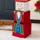 Glitzhome 24.5"H Christmas Wood Santa and Nutcracker Reversible Boxed Porch Decor
