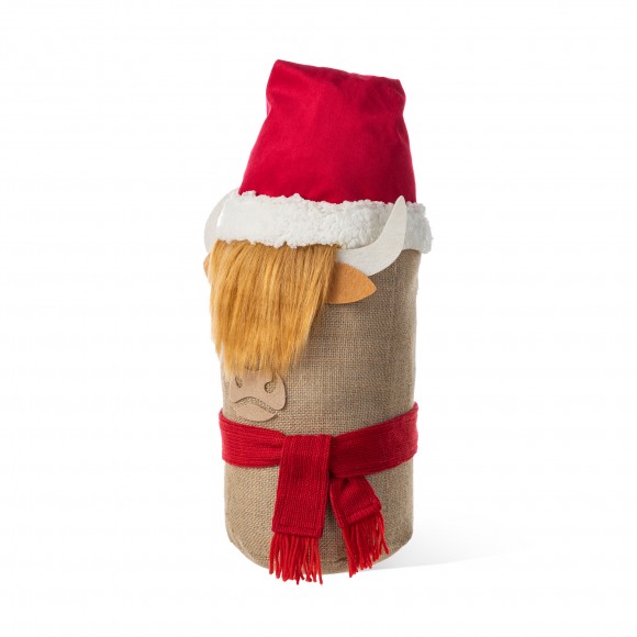 Glitzhome 20"H Christmas Linen Highland Cow Doorstop Porch Decor