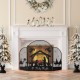 Glitzhome 48"L Christmas Metal Mesh Silhouette Nativity Scene Screen