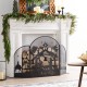 Glitzhome 48"L Christmas Metal Mesh Silhouette Nativity Scene Screen