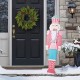 Glitzhome 60"H Christmas Wooden Pink Nutcracker Porch Decor (KD)